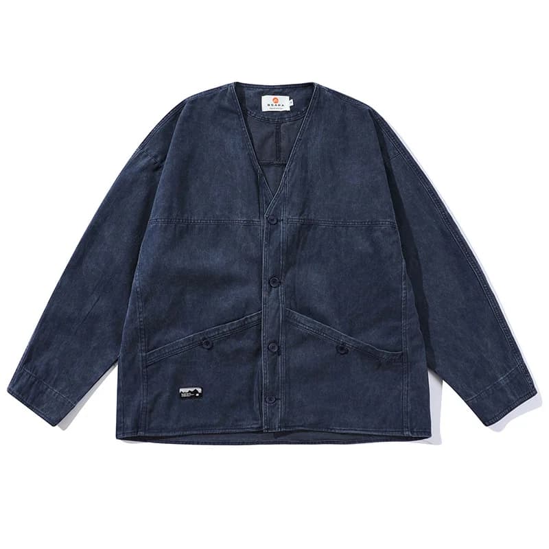 Vintage Hip Hop Casual Blue Denim giacche uomo primavera autunno tinta unita Outwear Jeans cappotti Streetwear