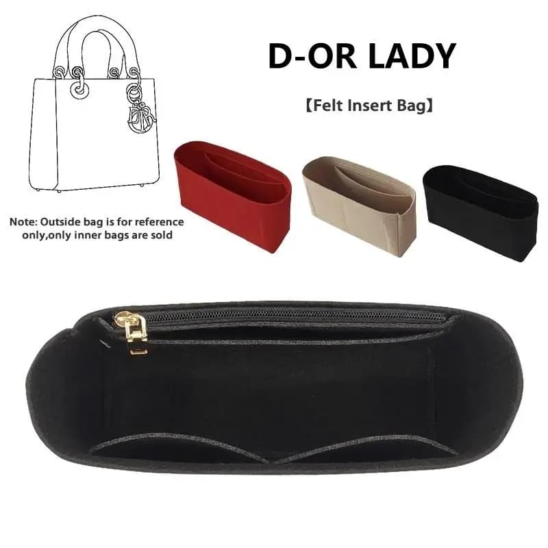 Felt Bag Insert Makeup Handbag Organizer for D Lady Bag Travel Inner Purse Portable Cosmetic Pouch Storage Box Tote