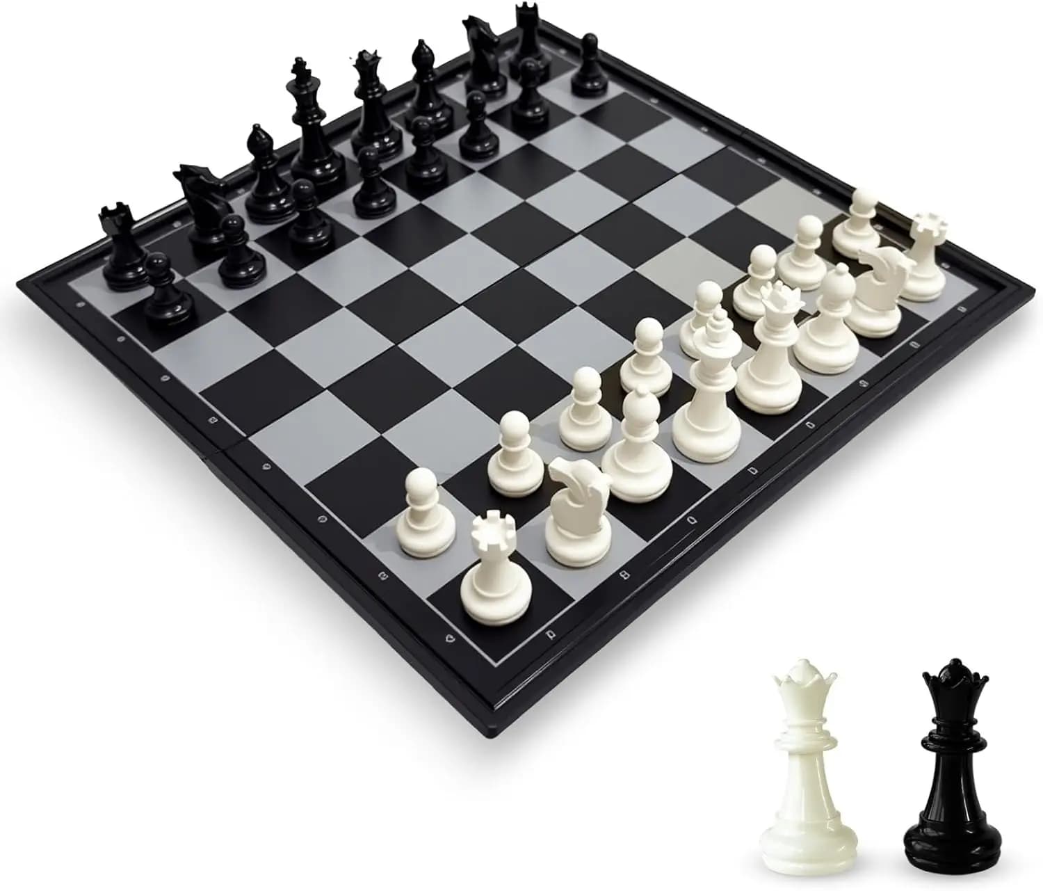 Set di Scacchi da Viaggio Magnetico 10 Pollici con 2 Regine Extra, Scacchiera Pieghevole per Bambini e Adulti