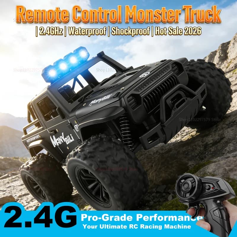 NUOVO Camion RC Fuoristrada in Scala 1/16, 2WD ad Alta Velocità 20Km/h, Resistente Monster Truck per Tutti i Terreni, Giocattolo Telecomandato per Adulti e Bambini