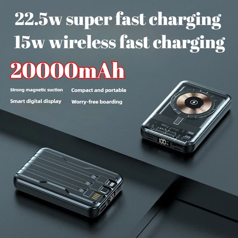 New 20000 mAh Quick Charging Portable Magnetic External Battery for Smartwatch and iPhone MagSafe