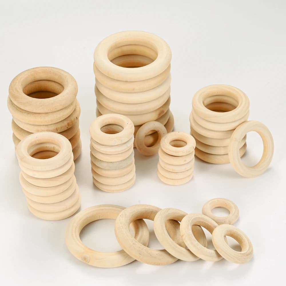 Wooden Rings 15-70mm Wood Hoops for Macrame Dreamcatcher Jewelry Making Wreath Frame Home Wall Decor DIY Boho Craft Accessories