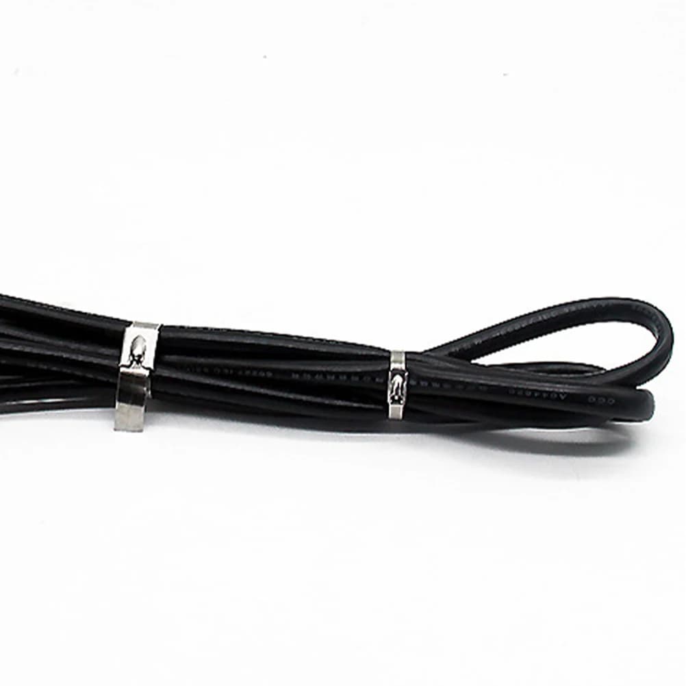 100 Pezzi Fascette Stringicavo in Acciaio Inossidabile Resistenti alla Corrosione, Autobloccanti, per Uso Esterno, Industriale, Domestico e Officina