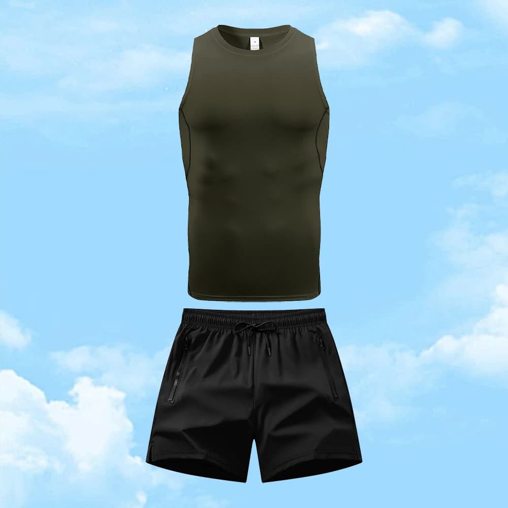 Set Sportivo Casual da Uomo ad Asciugatura Rapida, Canotta e Pantaloncini Atletici Elastici e Traspiranti, Perfetti per Corsa e Allenamento Fitness