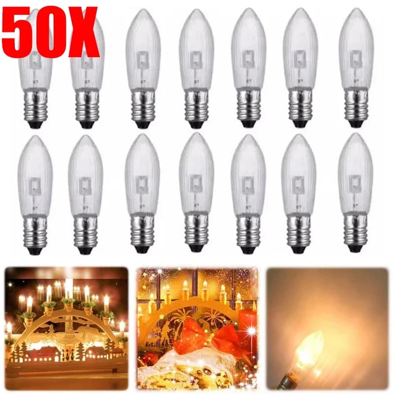 50/40/30/20/10 pezzi E10 LED lampadina di ricambio candela lampadina a catena 10 V-55 V AC per bagno casa fata lampadina decorazione