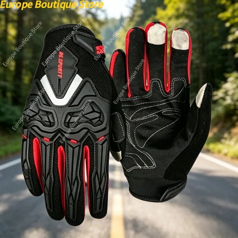 Anti Fall Protective Shell Spring Summer Full Finger Motorcycle Gloves Men Women Mesh Breathable Riding Equipment