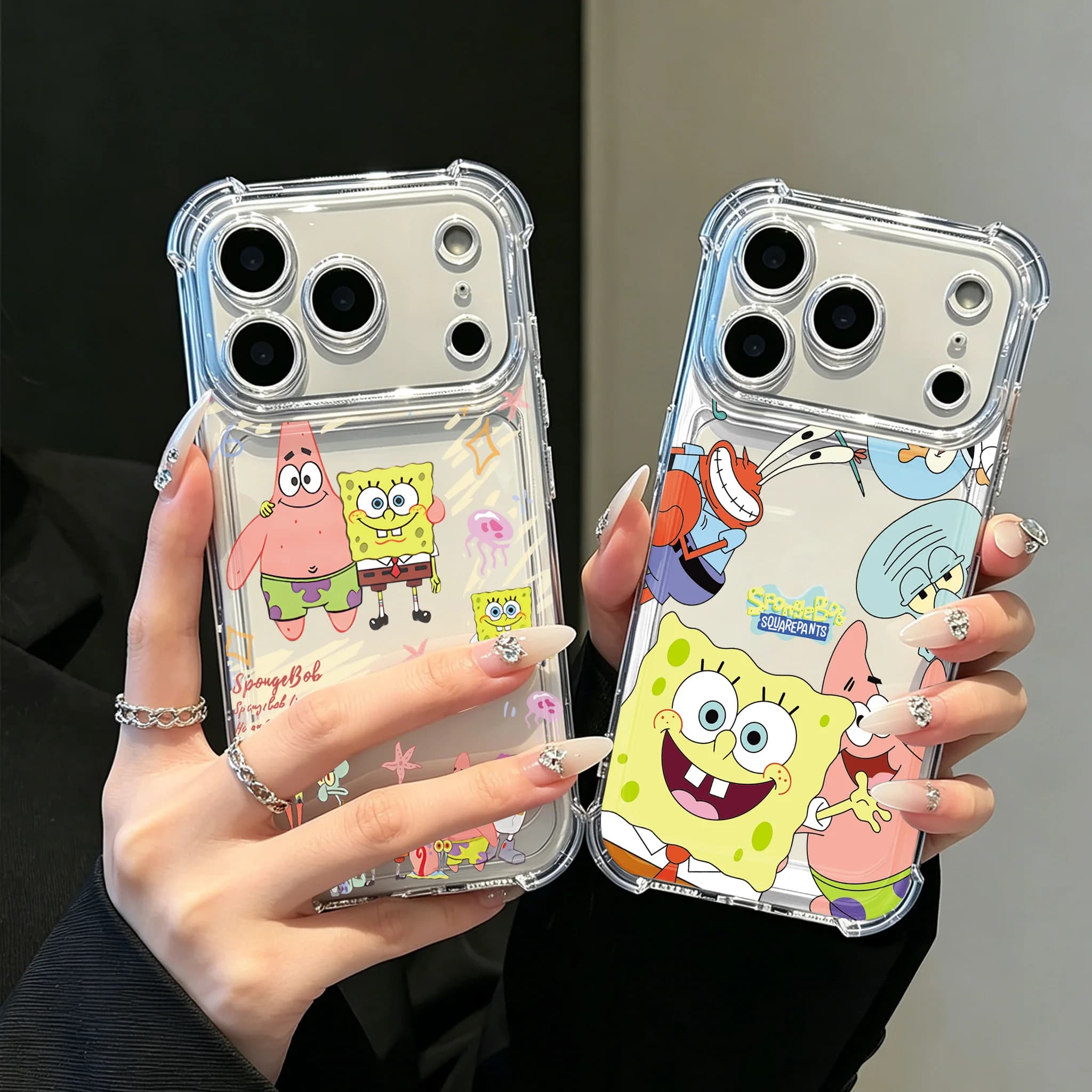 Cartoon S-SpongeBobs Phone Case For iPhone 17 16e 16 15 14 13 12 11 Mini Air Pro Max X XR XSMax 7 8 Plus Anti Fall Transparent