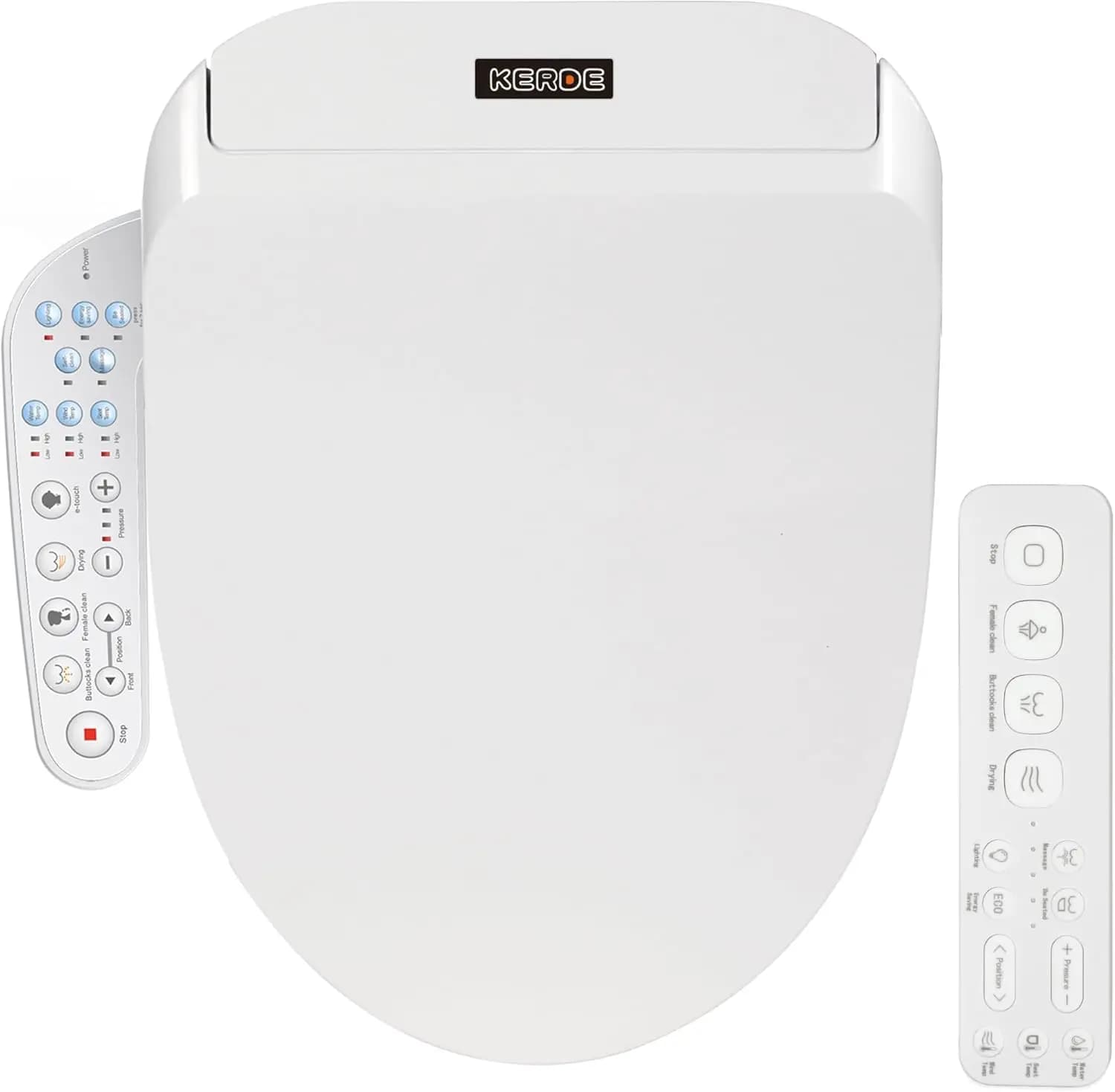 Sedile WC Bidet Elettrico con Doppio Controllo, Lavaggio ad Acqua Calda, Sedile Riscaldato, Asciugatore ad Aria Calda, Luce Notturna a LED, Allungato e Intelligente
