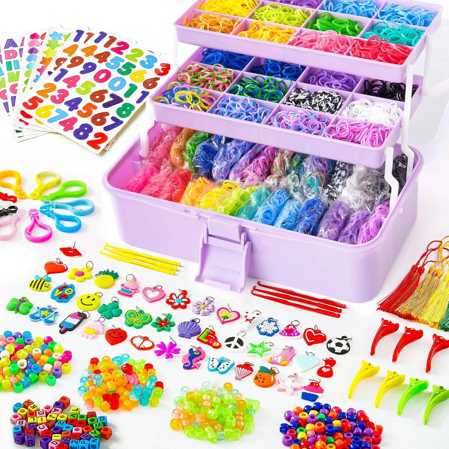 Boxed Pack DIY Handmade Rubber Bands Loom Weaving Tool Bracelet Kit Pendant for Children Knitting Elastic Art Crafts Beaded Toys