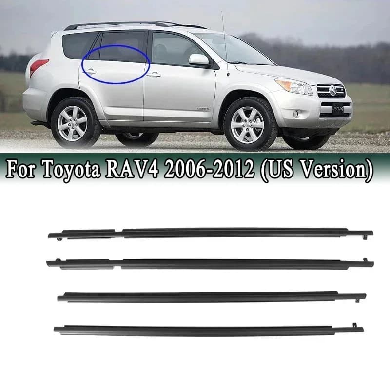 4 pezzi guarnizioni per finestre per Toyota RAV4 2006-2012 (versione USA) strisce di tenuta per vetri per finestre rivestimento della cintura (guitare la dimensione prima dell'acquisto)