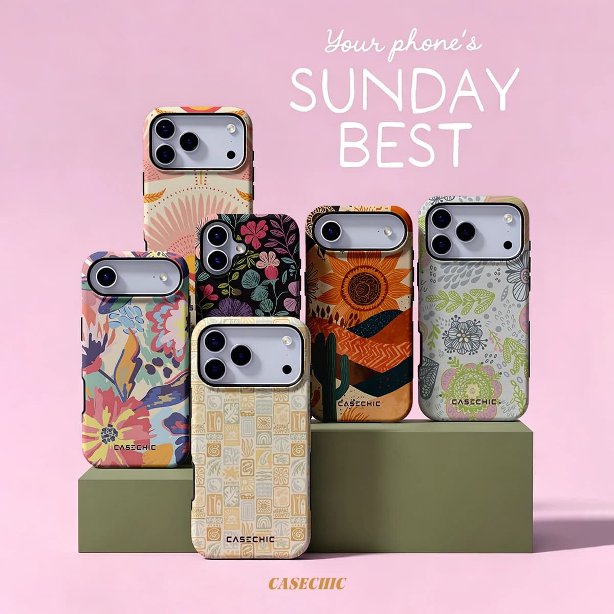 Boho Beach Tile For Case For iPhone 17 16 15 Pro Max TPU Anti-Scratch Outer Shell Raised Screen CaseChic