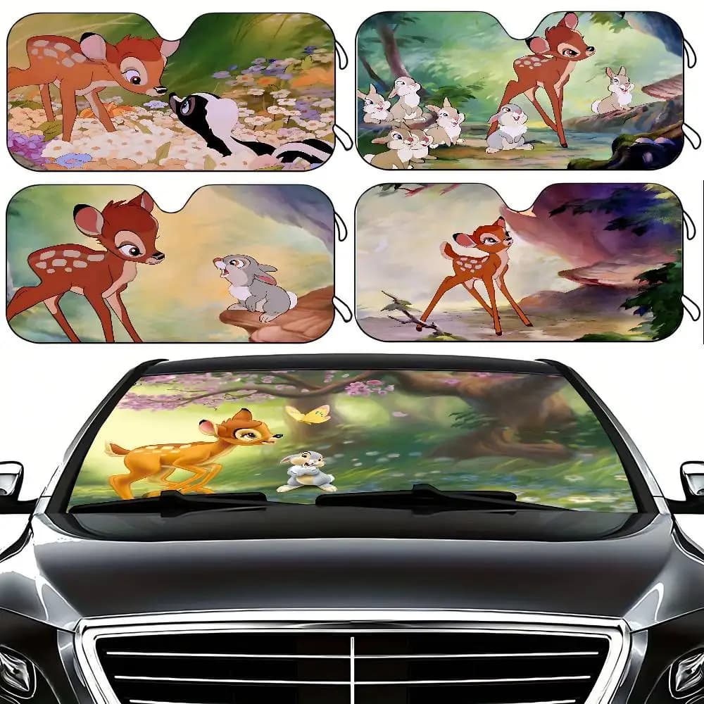Classic Cartoon B-Bambi Cute Stylish And Trendy Windshield Sunshade, Car Windshield Cover, Car Sunshade Curtain Protection Cover