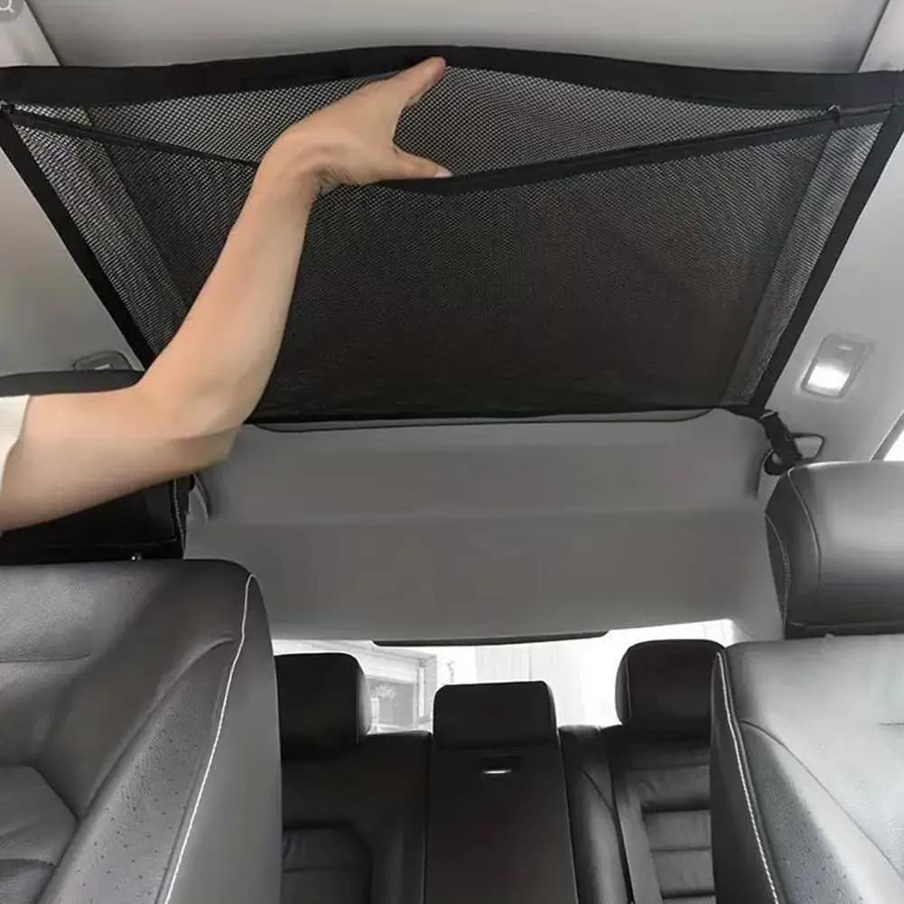 Rete portaoggetti per carico per tetto auto, borsa in rete traspirante, organizer per accessori auto, ampio salvaspazio