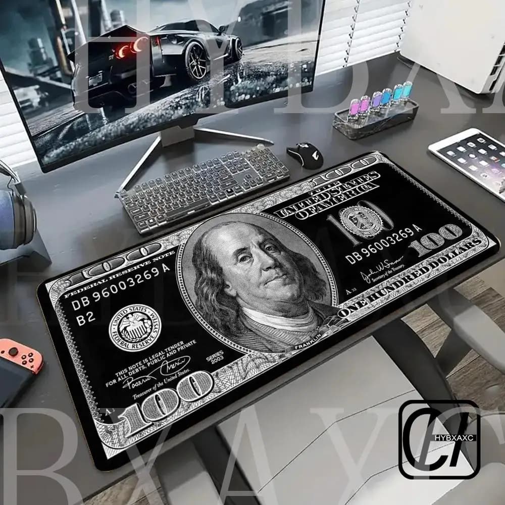 Tappetino da scrivania con stampa Dollaro per laptop da gaming, tappetino per il polso, accessori per mouse, tappetini da tavolo, tappetino da scrivania HYBXAXC, tastiera, keycaps, mousepad
