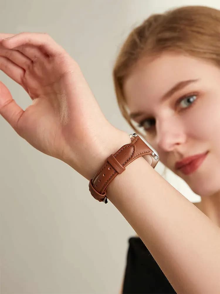 Slim Leather Strap for Apple Watch Series 10 42/46mm 9 8 7 41mm 45mm Band 38/42mm Ultra 49mm iWatch bracelet SE 6 5 4 3 40/44mm