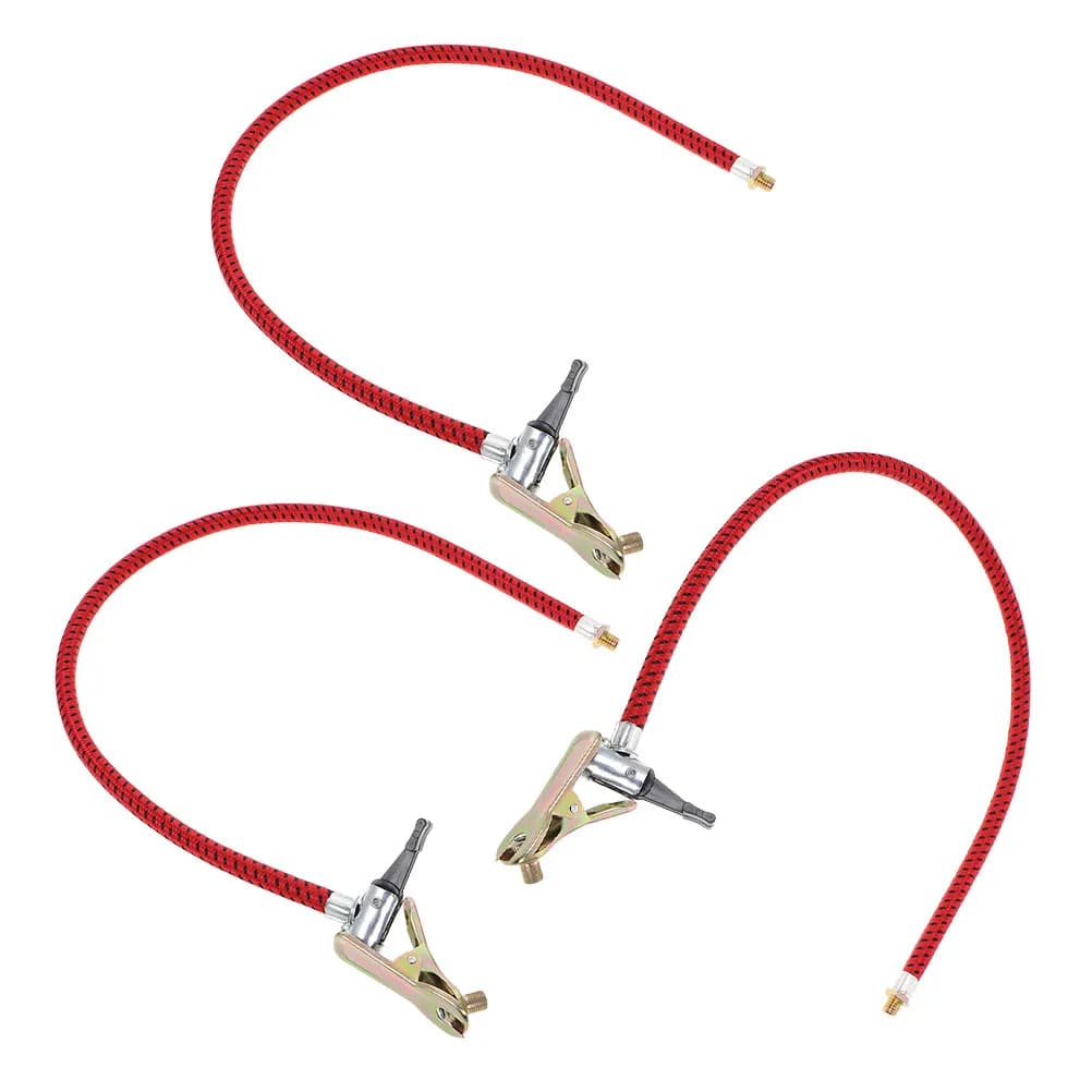 Adattatore per tubo flessibile rosso per gonfiaggio pneumatici, 3 pezzi, universale per auto, moto, bicicletta, bici elettrica, pompa ad aria a connessione rapida