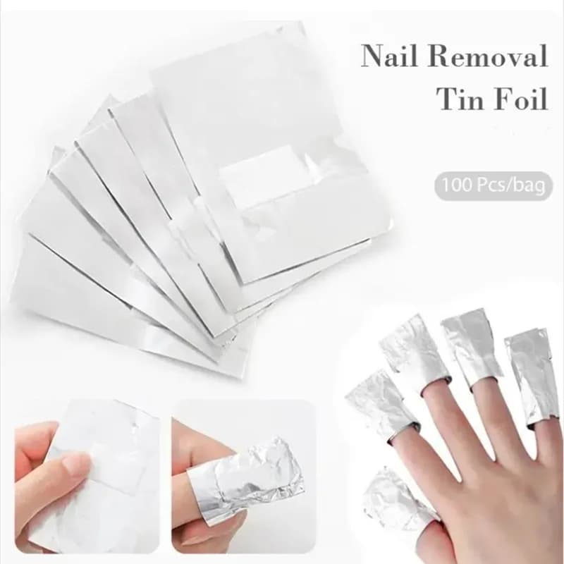 100 pz Sacchetto Foglio di Alluminio Smalto per unghie Immersione Smalto per unghie Rimozione delle unghie Wrap Asciugamano per unghie Gel Rimozione smalto per unghie Strumento per smalto