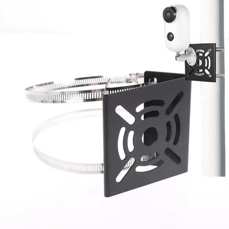 Universal Support Set for Camera with Articulated Auction, Monitoring Brace and Iron Ring for Mounting on Road Light Pole