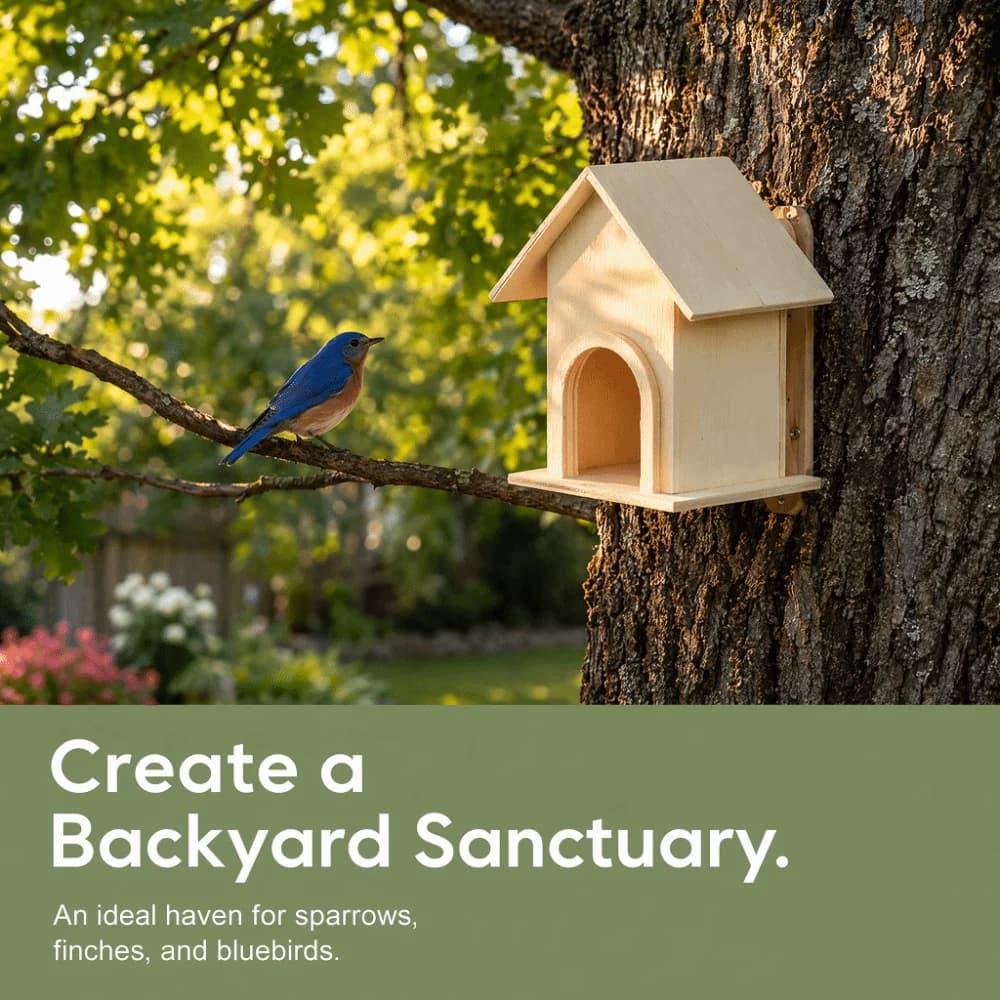 5Pcs Wood Wooden Birdhouse Durable Moth-Proof DIY Bird Feeder Unique Shape Moisture-Proof Bird Cage Craft Patio Decoration