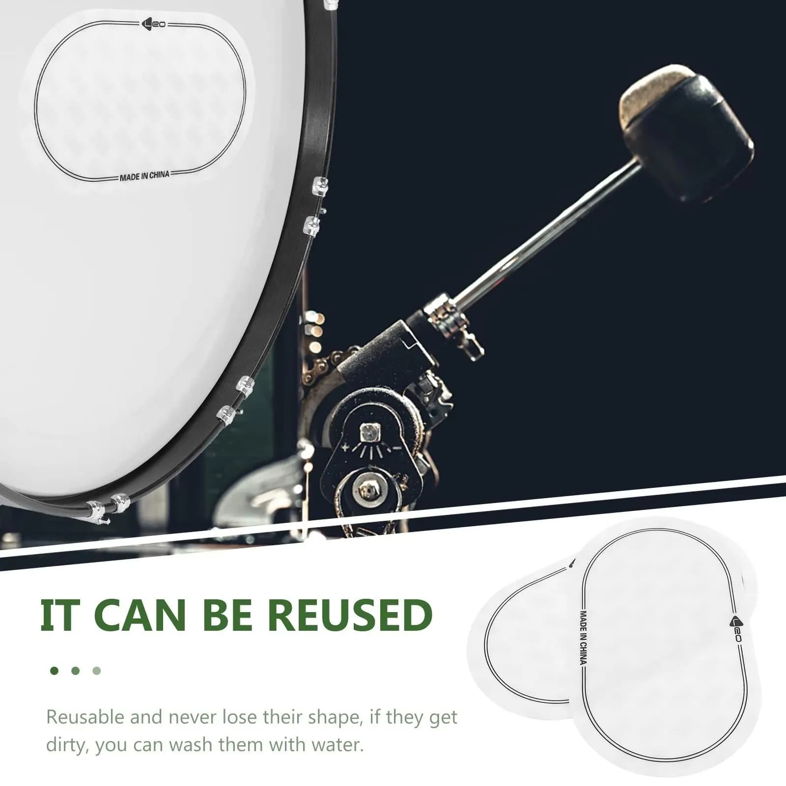 2 pezzi Bass Drum Kick Patch Drum Protect Patch Tappeto Tappetino Kick Drum Pedale Martello Impact Pad Accessori per strumenti a percussione