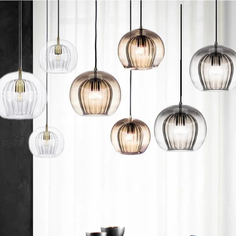 Lampada a sospensione moderna in vetro nordico Ristorante Camera da letto Comodino Sala da pranzo Luci da cucina Isola Bancone Bar Illuminazione a sospensione per la casa