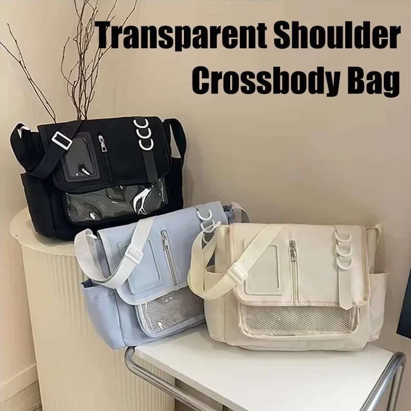 Shoulder Bags Japanese Harajuku School For Girls Transparent Itabag Shoulder Crossbody Bag Diy Badges Display Plate Ita Bag