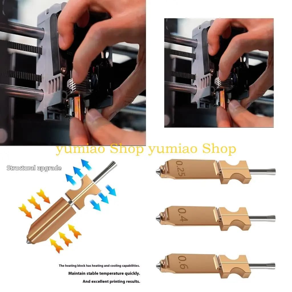 587B Set ugelli per stampa 3D intercambiabili Punta in metallo resistente calore Opzione diametro multiplo 0,25 0,4 0,6 mm