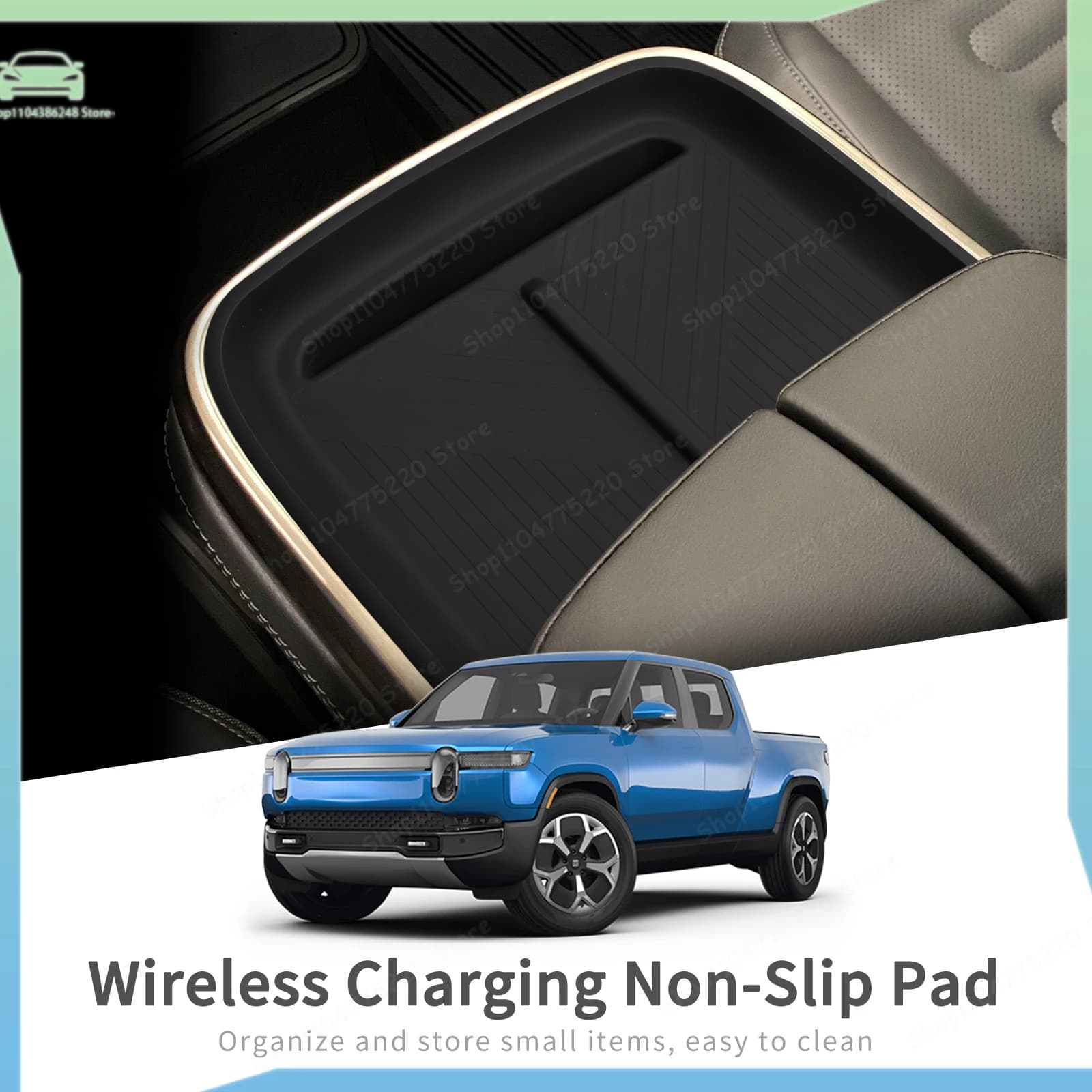For RIVIAN R1T R1S 2022-2025 Car Anti-Slip Pad Silicone Center Console Wireless Charger Interior Accessories Black