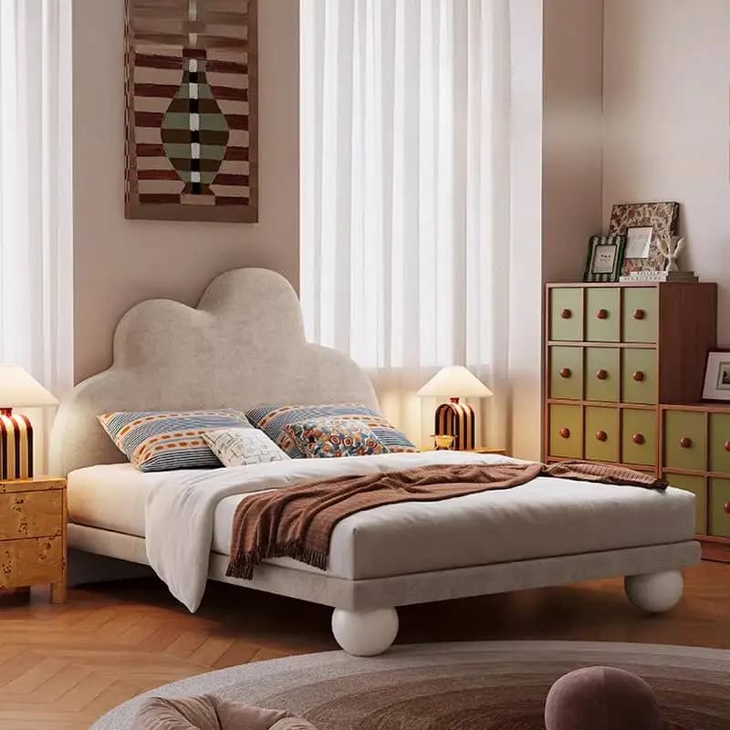 Set Decorativo per Letti Matrimoniali Moderni in Rovere con Accessori per l'Organizzazione, Struttura in Legno per Camera da Letto, Mobili per la Casa