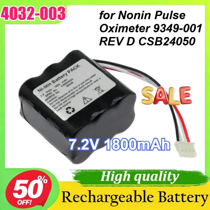Ni-MH 4032-003 Battery for Nonin 9349-001 REV D CSB24050, Medical Use