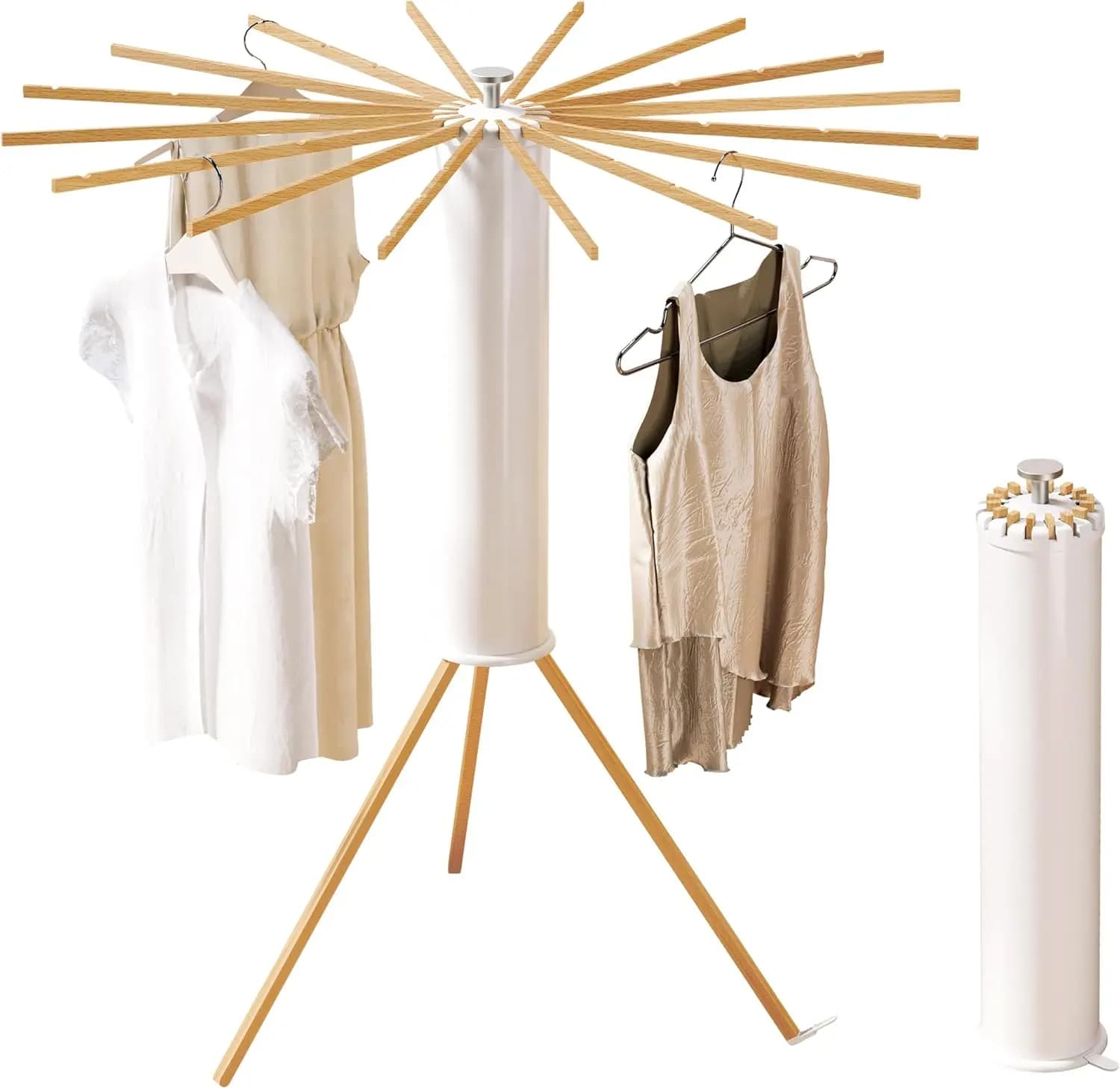 Foldable Folding Drying Machine, made of beech wood and support for Bucato, Removable Seat Cover with 16 Arms