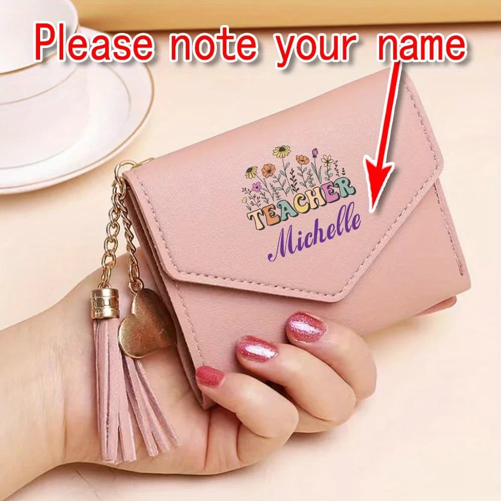 Customized Name Wallets Card Holder Short Coin Purse Women's Mini Money Bag Synthetic Leather Small Purses Organizer Personal