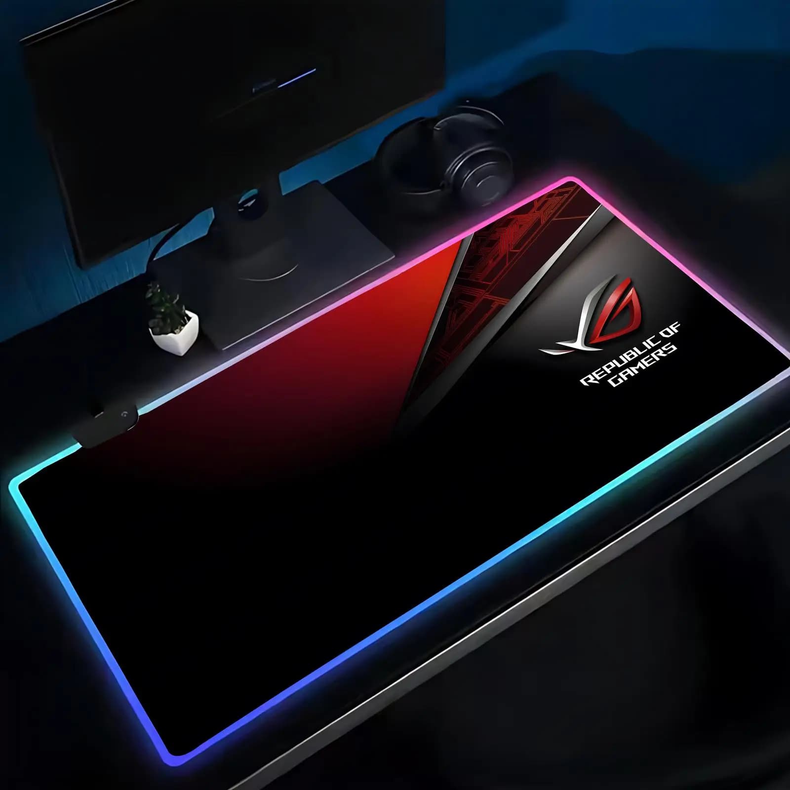 R-ROG A-ASUS Mouse Pad RGB Large Gaming Mouse Pad LED Backlit Desk Mat,Game And Office