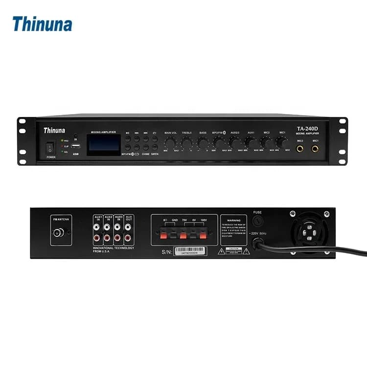 Thinuna serie TA Sistema PA Mixer Amplificatore di potenza Ingresso microfono Amplificatore di miscelazione con display BT/USB/FM/LCD/5 Effetto sonoro EQ