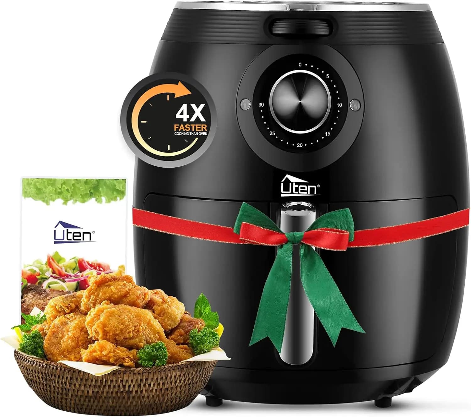 5.8QT Air Fryer 1700W Oil-Free, Timer & Temp Control, Nonstick Basket, Dishwasher Safe, Black