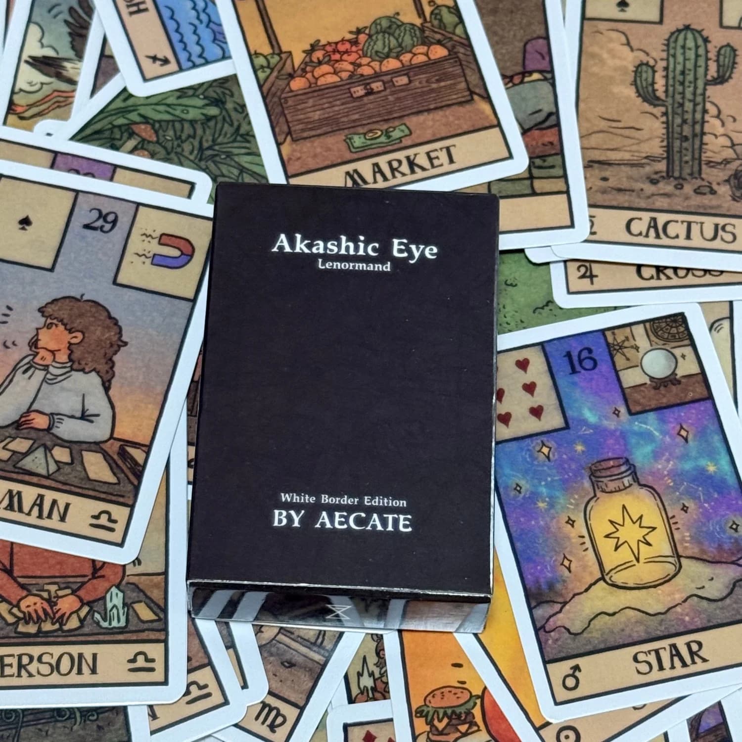 Carte oracolo Akashic Eye Lenormand, versione inglese, set di divinazione da 61 carte (36 tradizionali + 12 nuove + 13 opzionali)