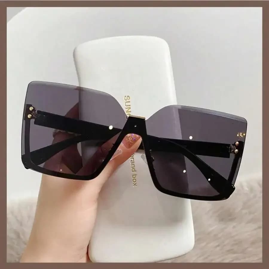 1 paio di occhiali alla moda con montatura in metallo senza bordi e bordi decorati con strass per donna, adatti per l'uso quotidiano e per le feste.