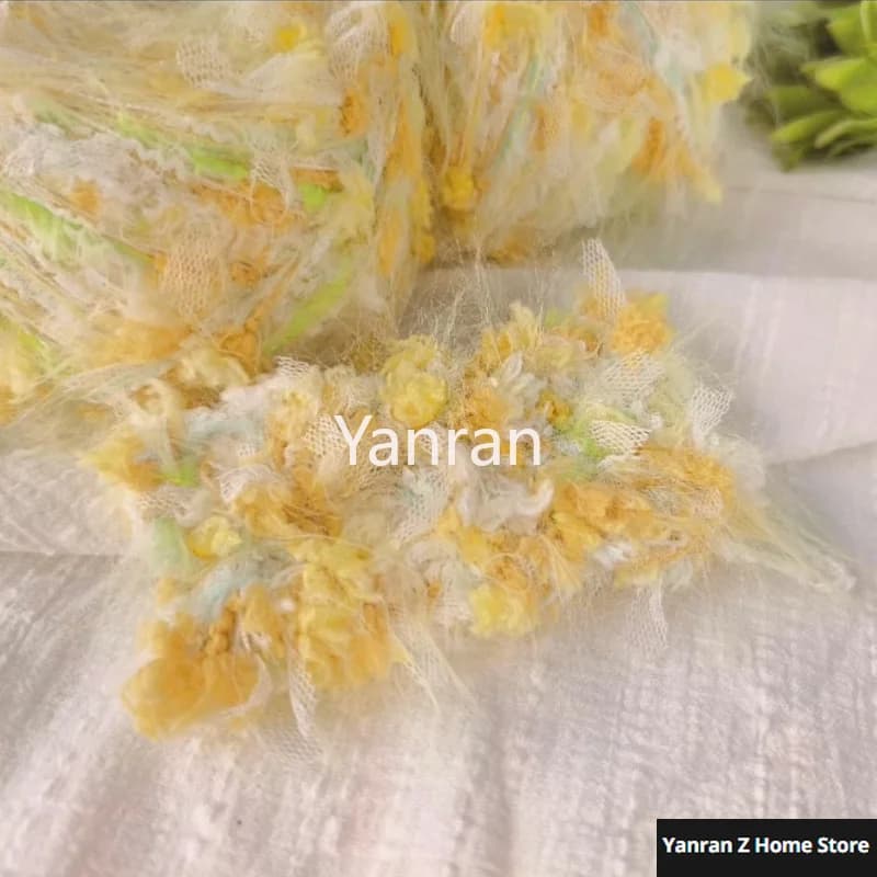 100g Yellow Cream Yarn Hand Mixed Knitting Yarn Colorful Flower Thread Handmade Crochet Stick Needle Woven Bag Hair Loop Decor
