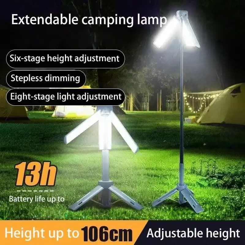 Lanterne telescopiche portatili da campeggio pieghevoli Lampada da banca di potere impermeabile esterna incorporata da 8000 mAh con base di supporto triangolare