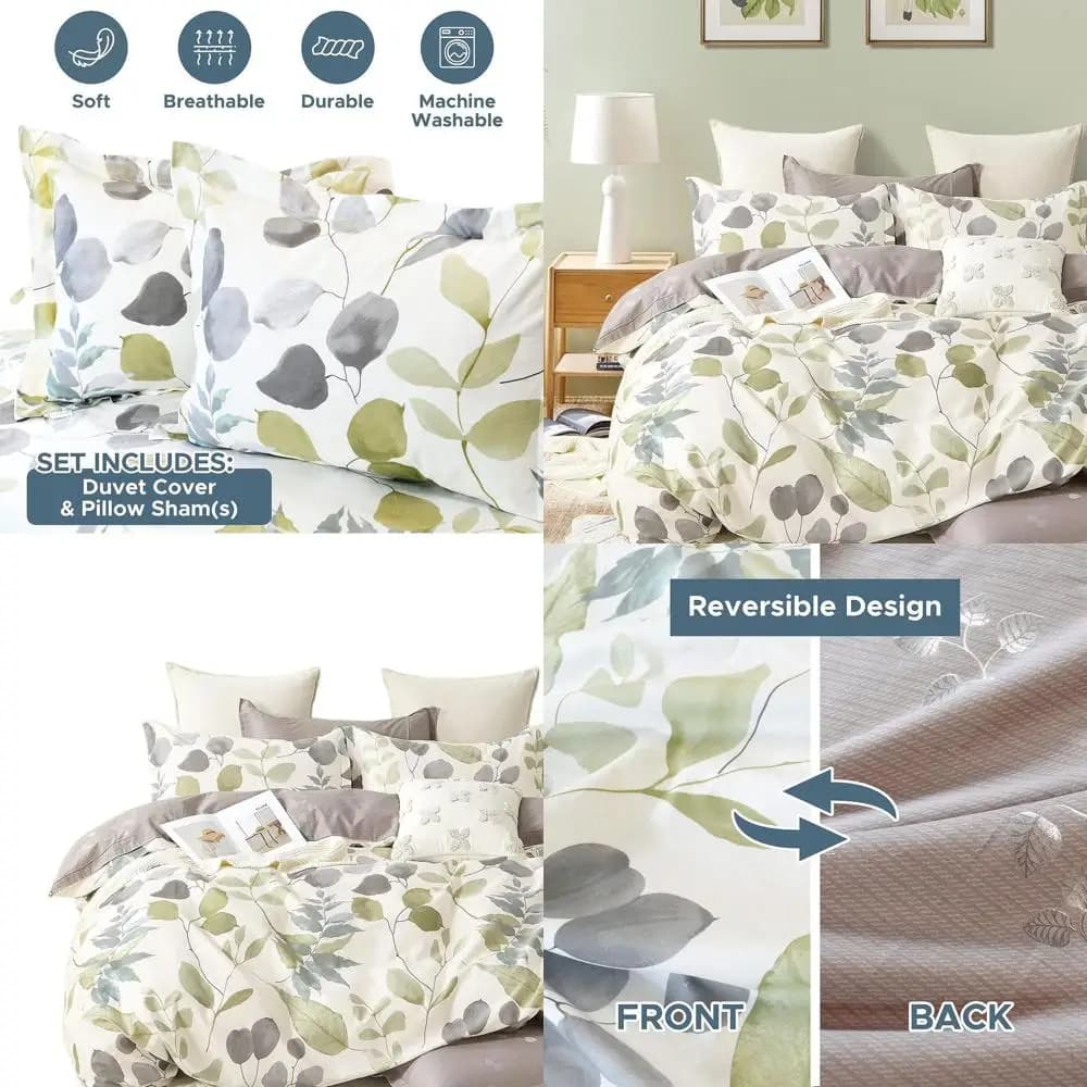 Set copripiumino in cotone Queen Size 620 Thread Count con 2 federe per cuscino - lussuoso design ad acquerello