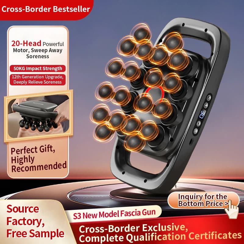Professional Multi-Text Percussion Massage Gun for Muscular Fascism, 20 Heads, Deep Weaving Therapy Device and Trigger Point Lift
