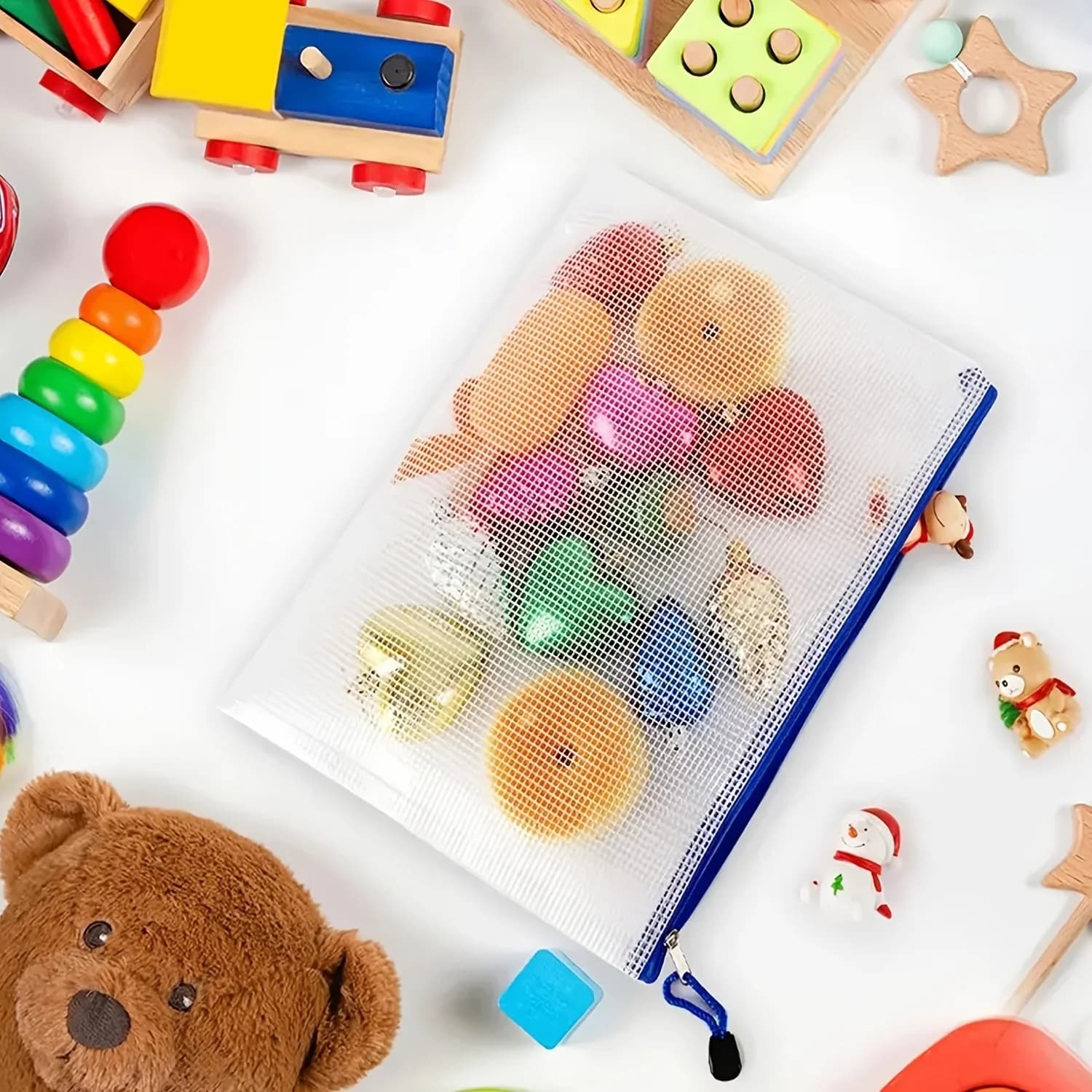 10 buste con cerniera in rete resistente in colori assortiti - Ideali per viaggi, scuola, giochi da tavolo e forniture per ufficio con materiale in PVC