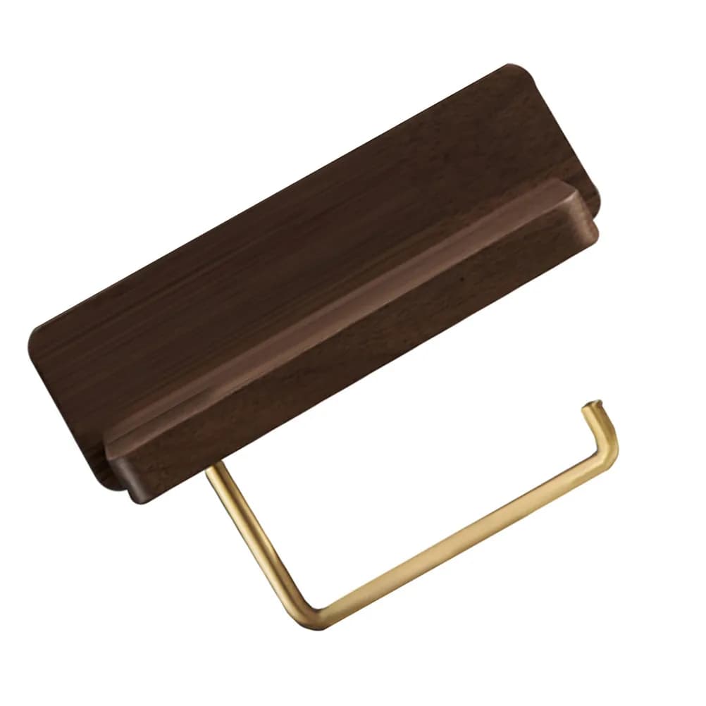 Portarotolo da parete in ottone e noce nero, senza foratura, per bagno e cucina, 1 pz.