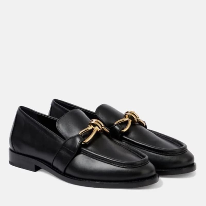 Women's Moccasins in real British style leather with metal buckles, round tip, flat bottom and a single shoe elegant and versatile