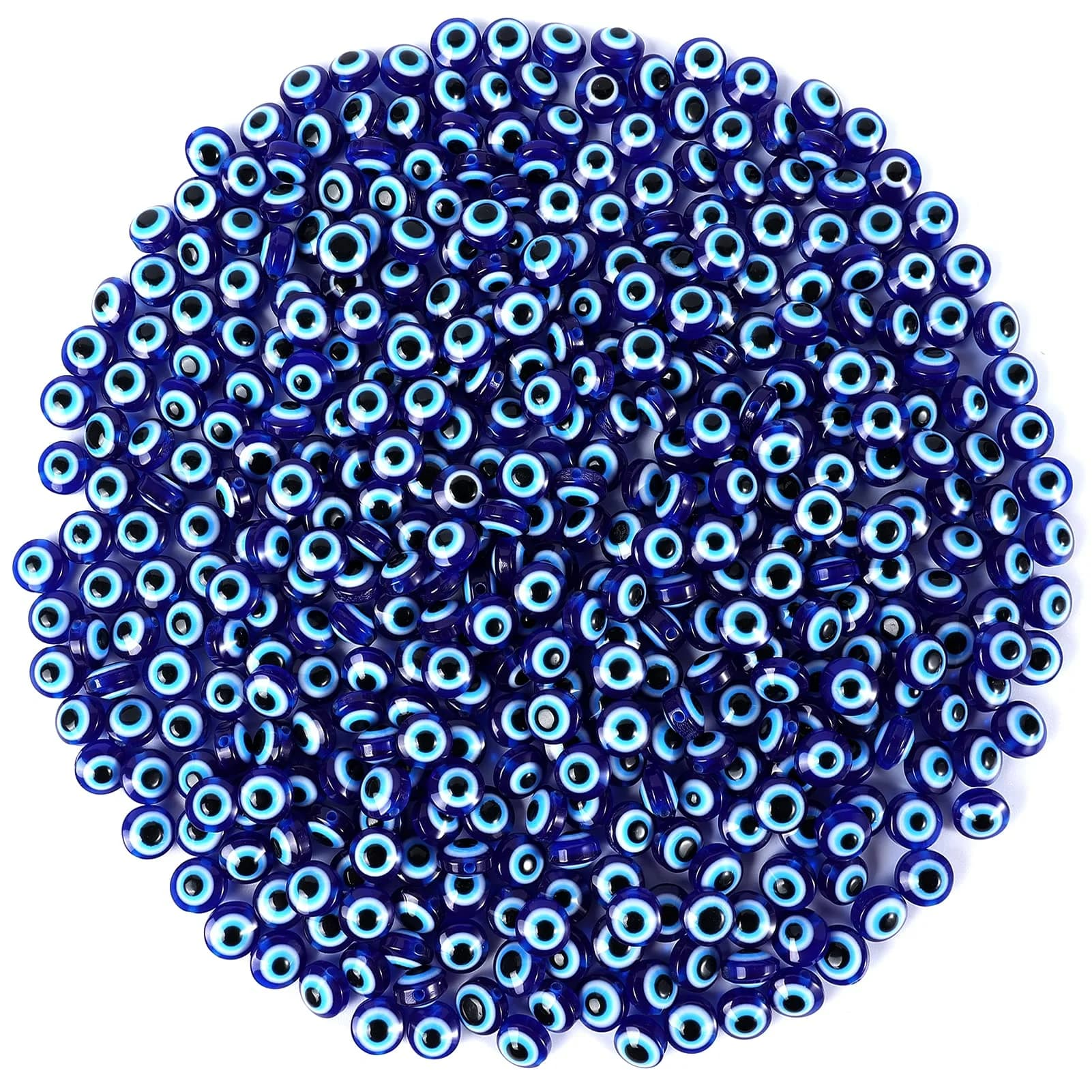 50 pezzi di perline occhio blu per la creazione di gioielli, ciondoli malocchio da 8 mm per braccialetti, perline distanziatrici turche malvagio occhio in resina fatta a mano Cha