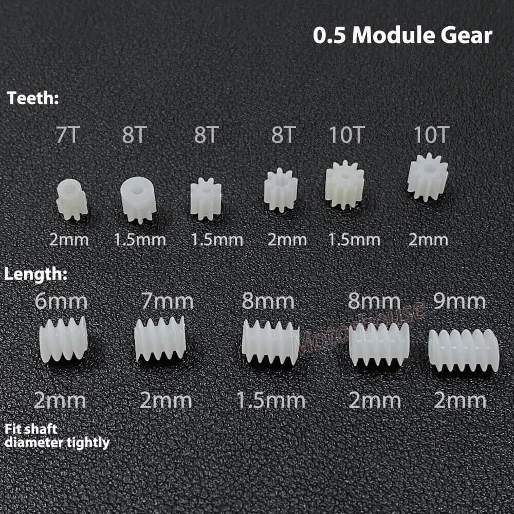 10pc 0.5M modulo Piccolo Motore Ingranaggio In Plastica 7T 8T 10T Denti 1mm/2mm Albero Giocattolo RC Auto Trasmissione Ingranaggio 6mm Ingranaggio A Vite Senza Fine Ingranaggio Helicoidale