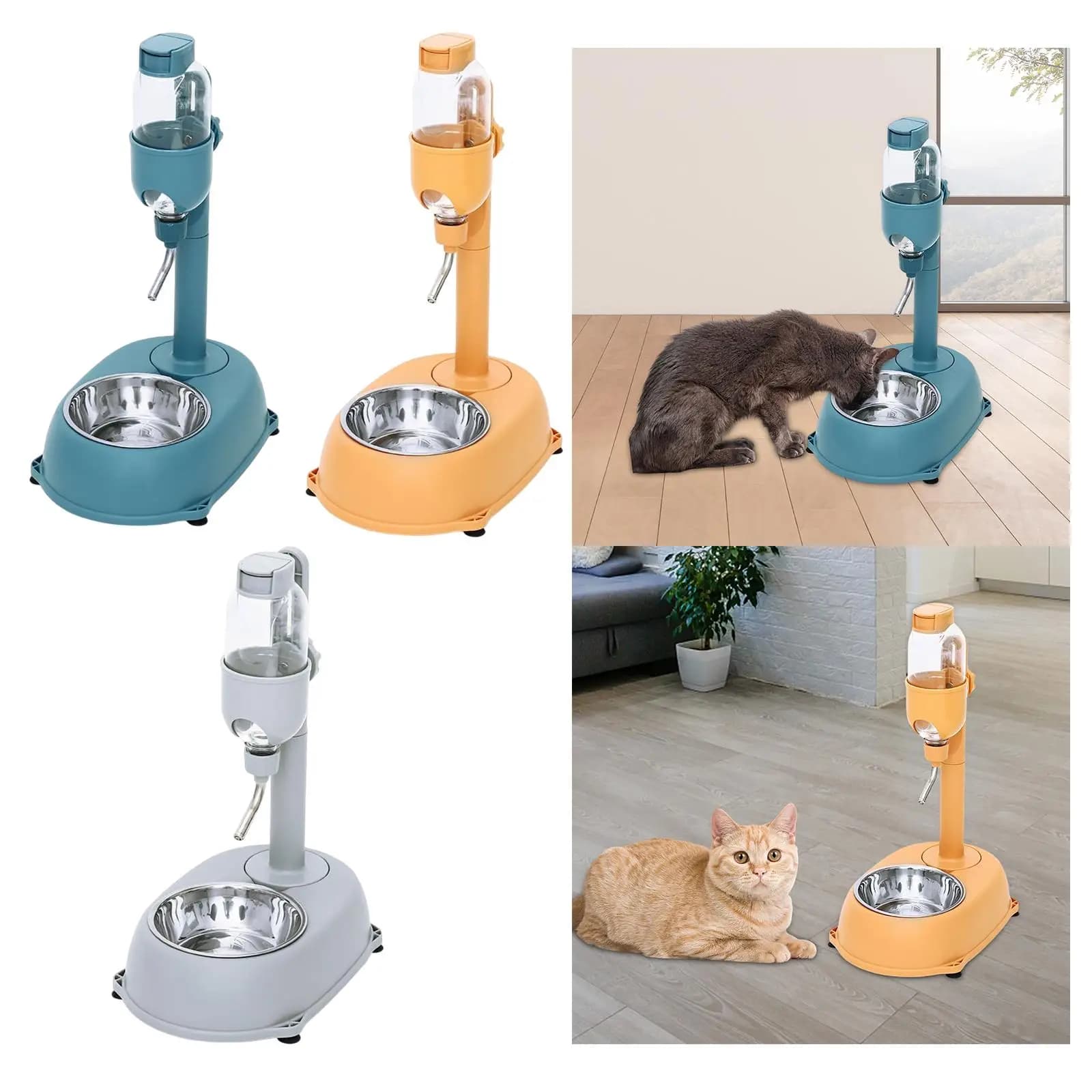 Fontanella Portatile Automatica per Animali Domestici con Ciotole per Acqua e Cibo