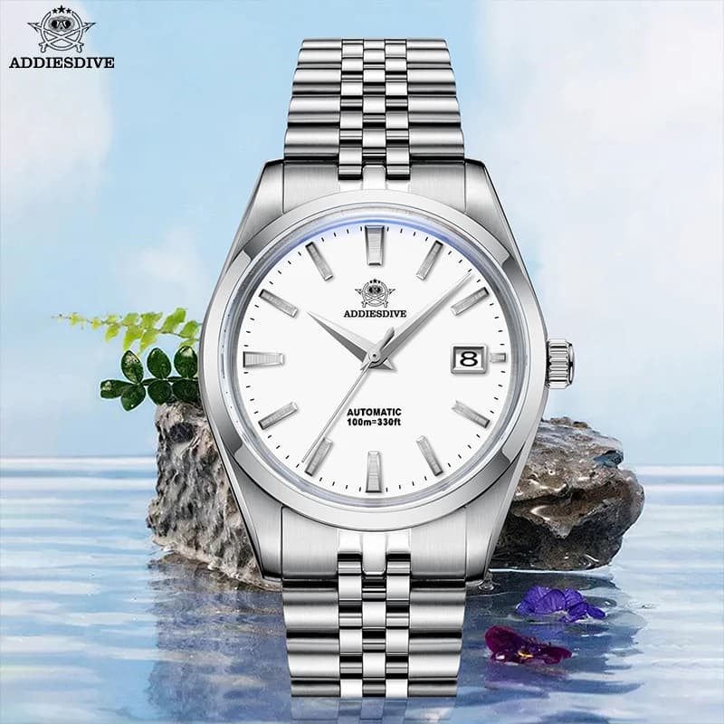 ADDIESDIVE Orologio da uomo Montre Homme Orologio analogico 10Bar Impermeabile in acciaio inossidabile 316L Orologio meccanico automatico