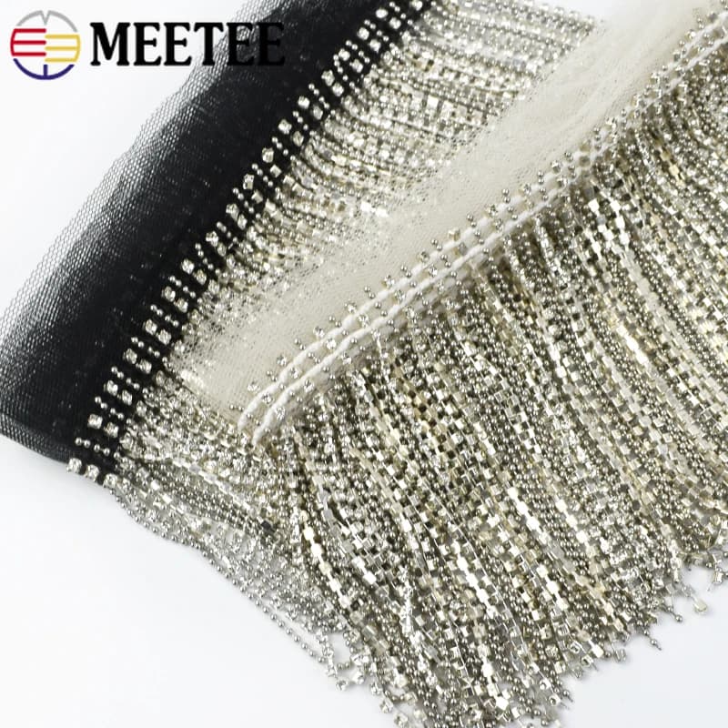 2/4/10Yards Meetee 9cm strass catena di diamanti nappa perline frangia nastro di pizzo abbigliamento intimo Decor nappe accessori fai da te