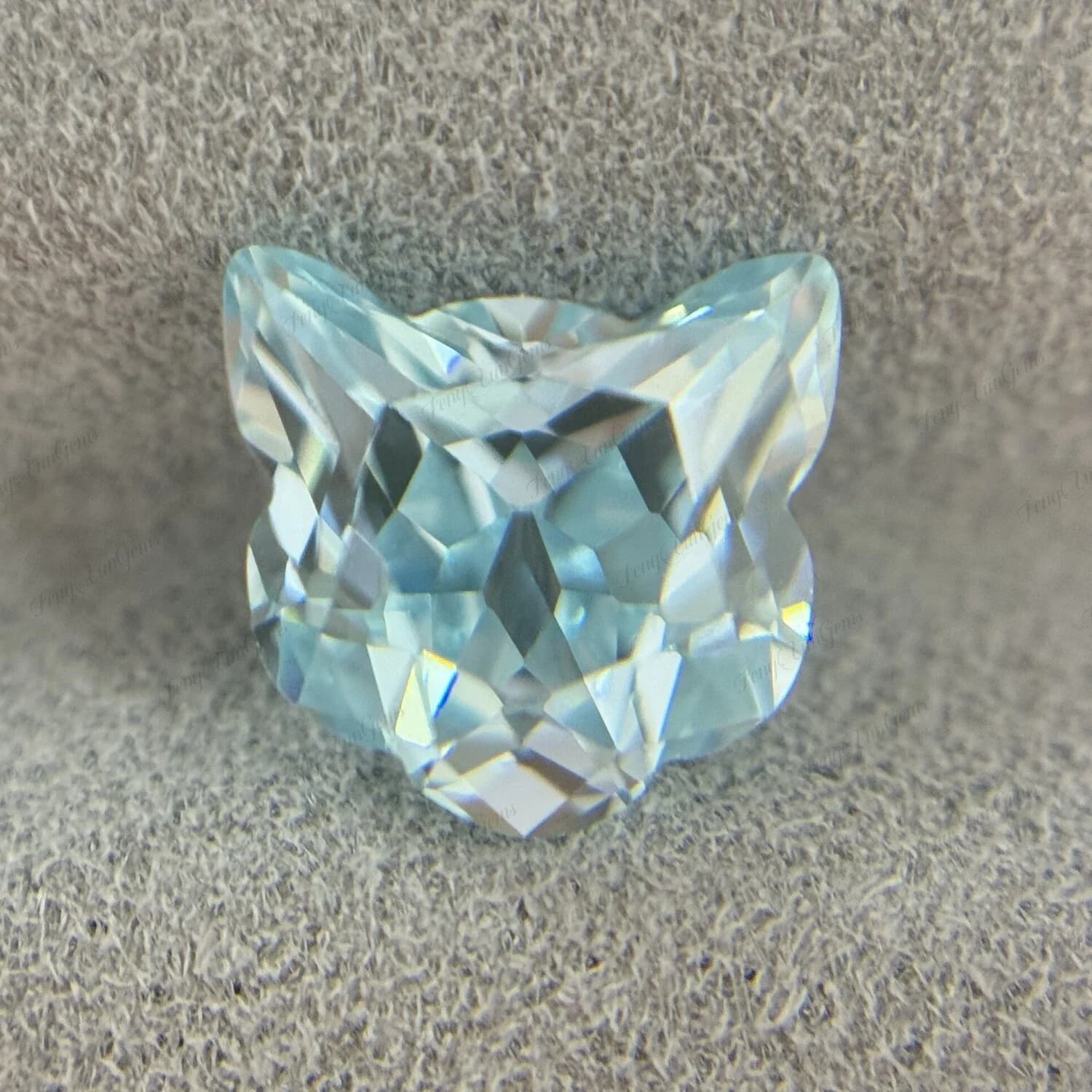 7x7mm Fox Head Shaped Synthetic Gemstones Light Aquamarine Cubic Zirconia Loose Gemstones For Jewelry Ring Earrings DIY For Gift
